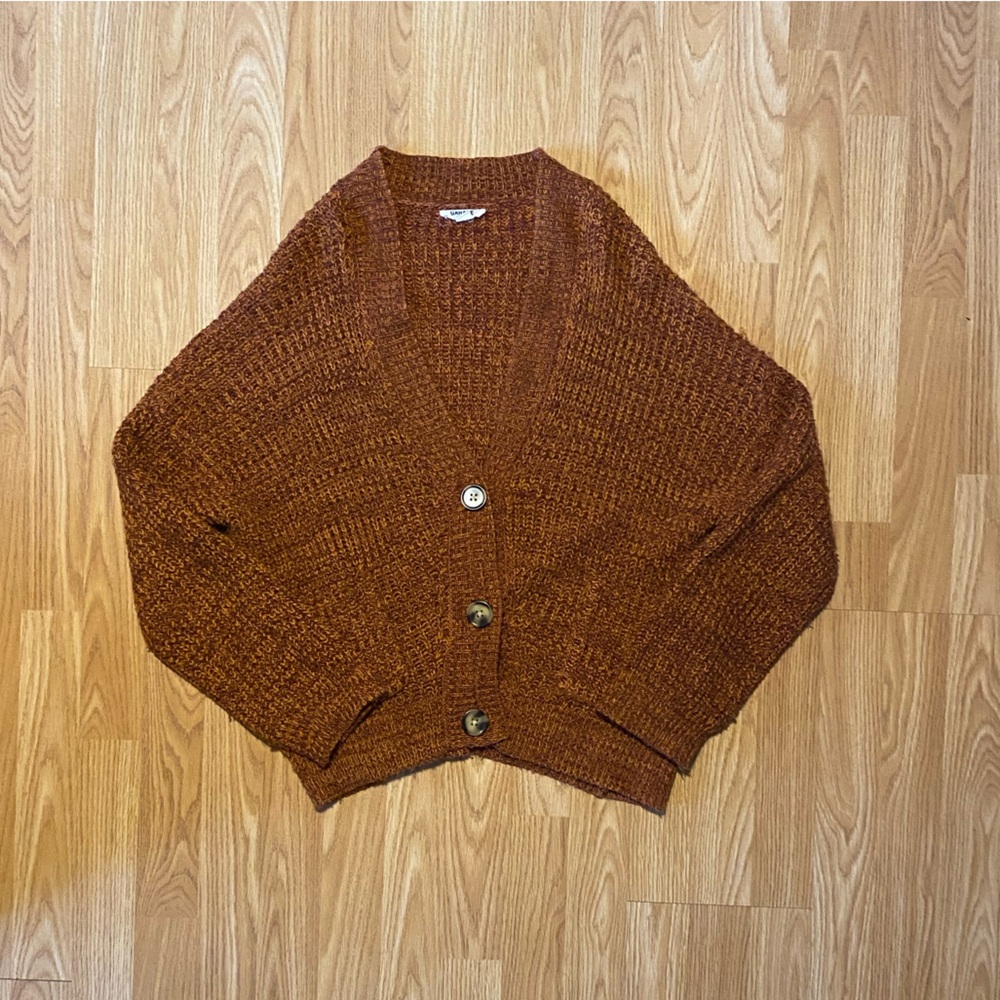 OVERSIZED orange button-up fall sweater - Garage Size S